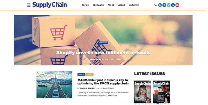 Screenshot of Supply Chain Digital Website